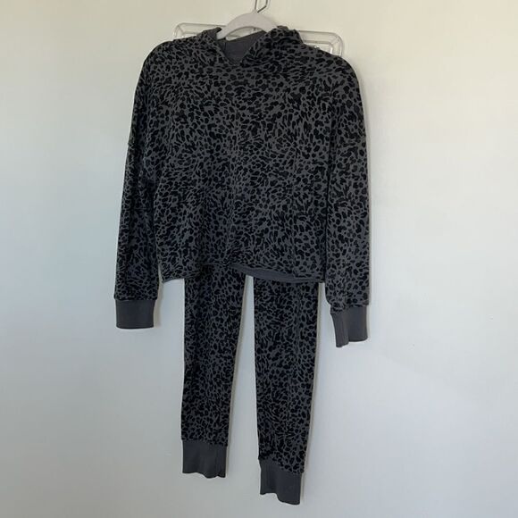 Old Navy girls 10/12 leopard print comfy sweats sweatshirt hoodie sweatpants - Picture 6 of 14